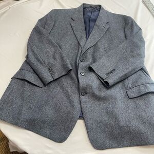 Hart Schaffner Marx Gold Trumpeter Navy Herringbone Wool Cashmere Blazer Size 54